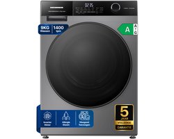 Heinner HWM-HMK9014IVTA+++ Wasmachine 9 kg – 1400 tpm – Inverter – Touchbediening – Allergievriendelijk – Energieklasse A – Titaniumgrijs– 5 jaar garantie