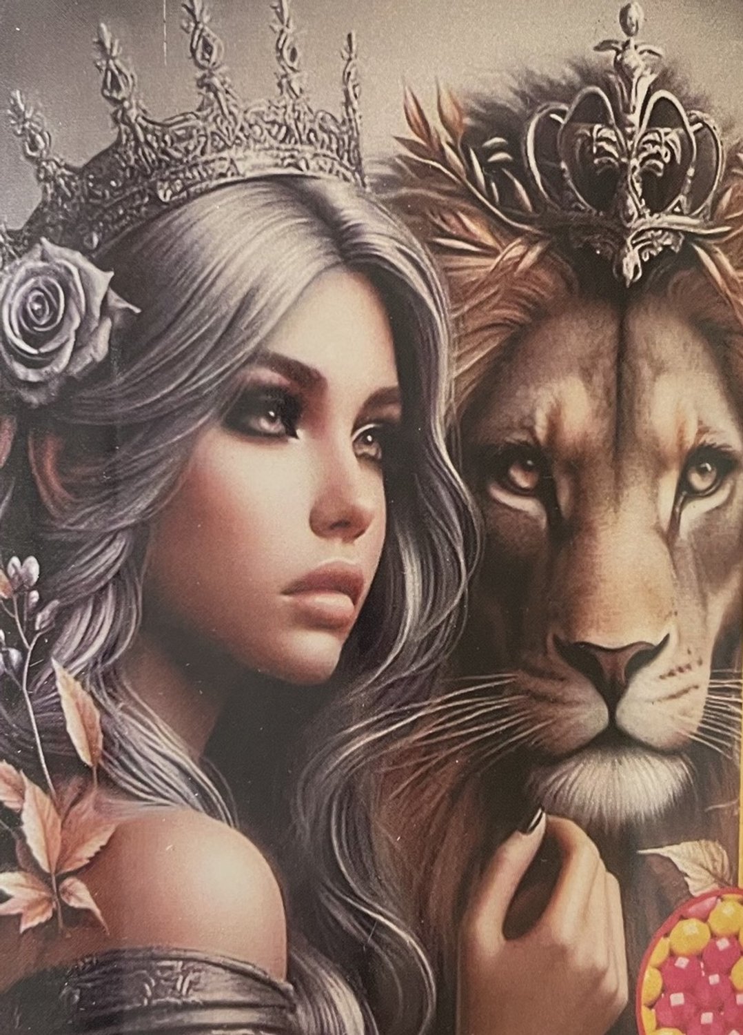 TOPMO - Leeuwinnen Koningin- 40x50- Diamond painting pakket - HQ Diamond Painting - VOLLEDIG dekkend - Diamant Schilderen - voor Volwassenen – ROND