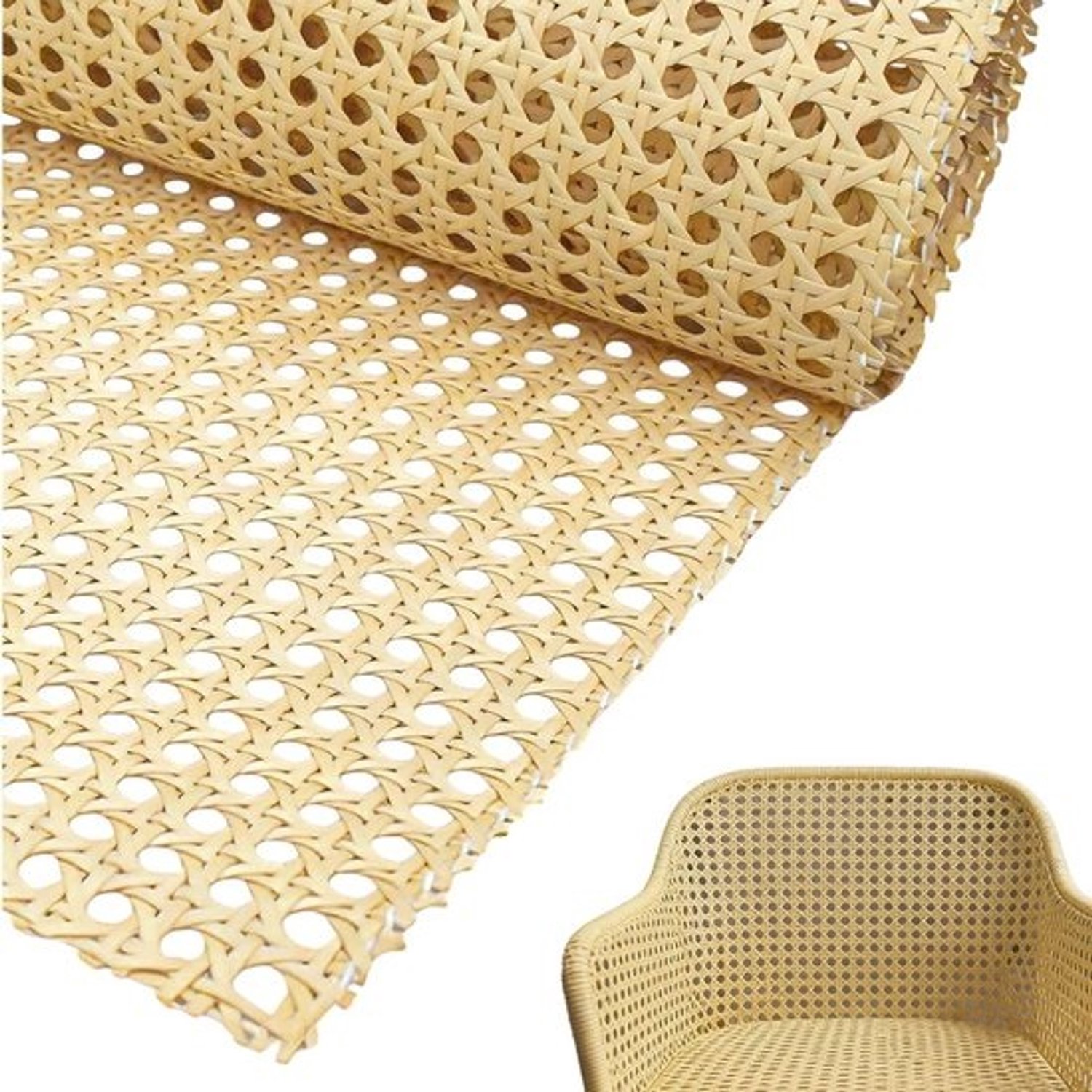 Rotan Vlechtwerk - Rol van PE-rotan - Meubels Repareren - Waterdicht en Schimmelbestendig - 35 x 100 cm - Lichtgeel