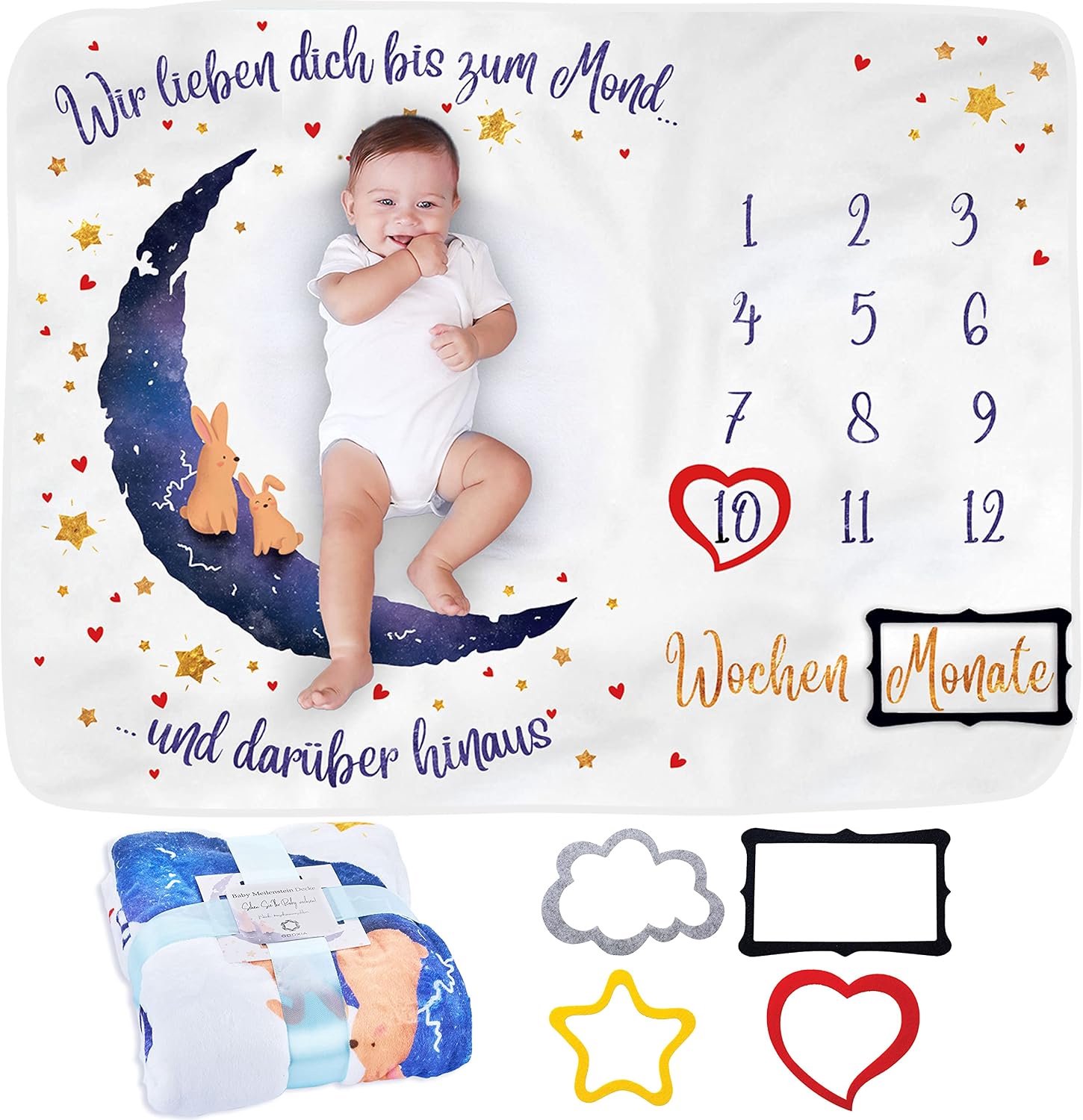 Baby Mijlensteen Deken - Maan & Sterren - Zacht & Multifunctioneel
