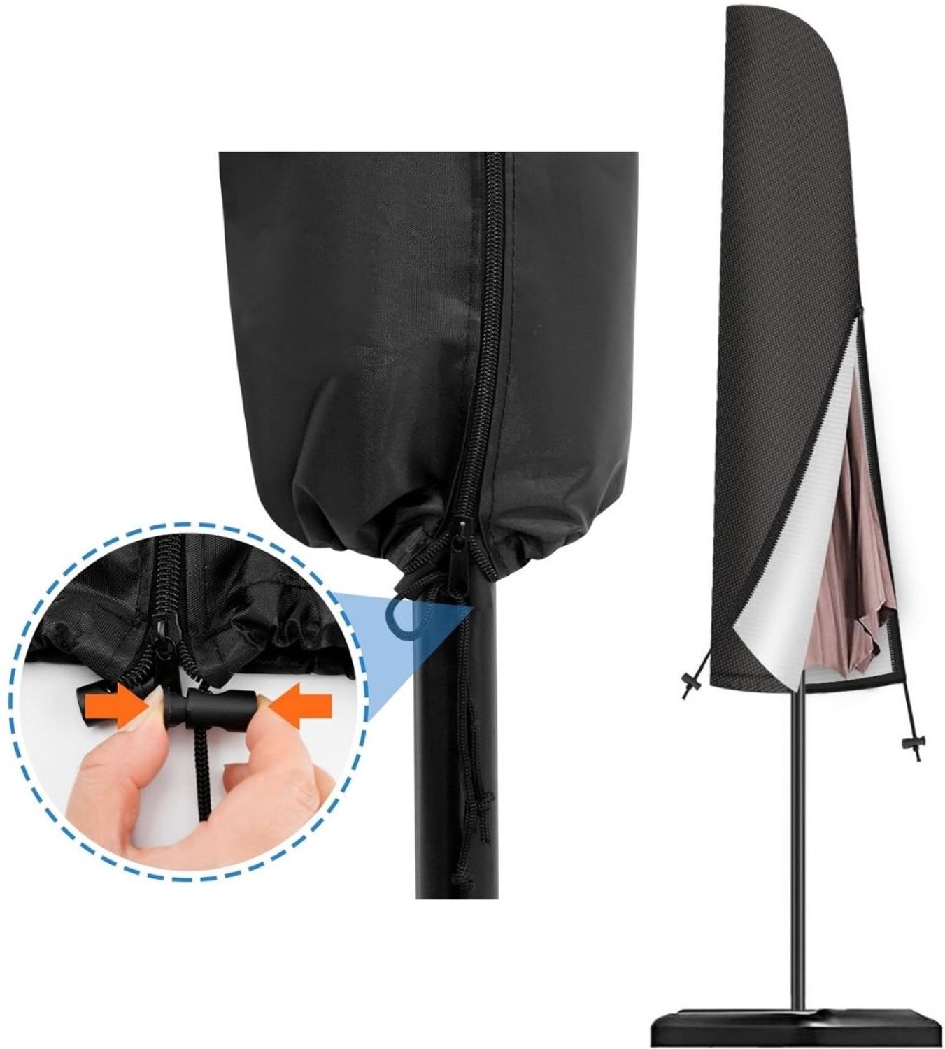 Zolvano® Parasolhoes voor Zweefparasol - Parasol hoes Staande Parasol-Zwart