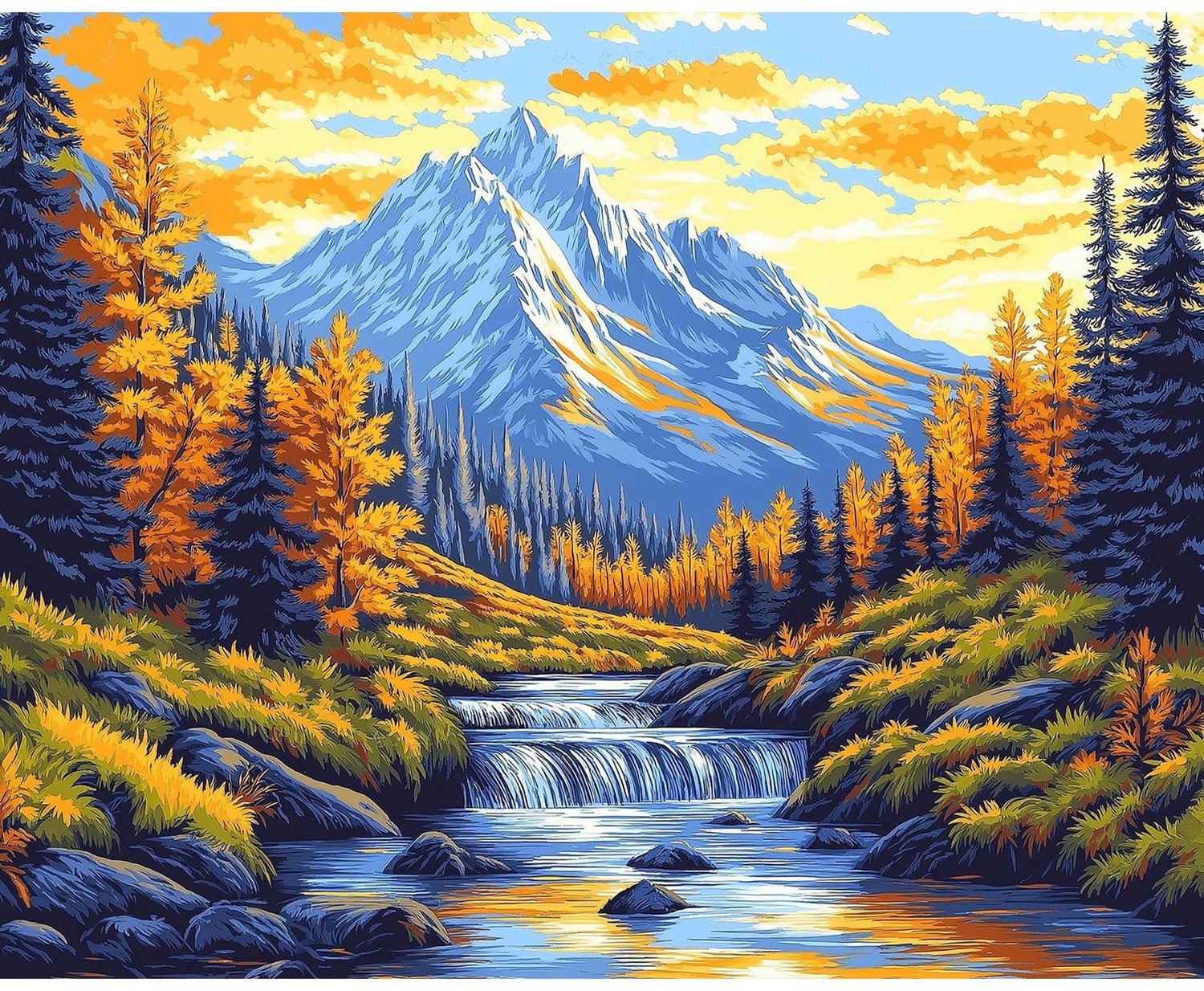 Schilderen op Nummer voor Volwassenen - Waterval 50 x 40 cm