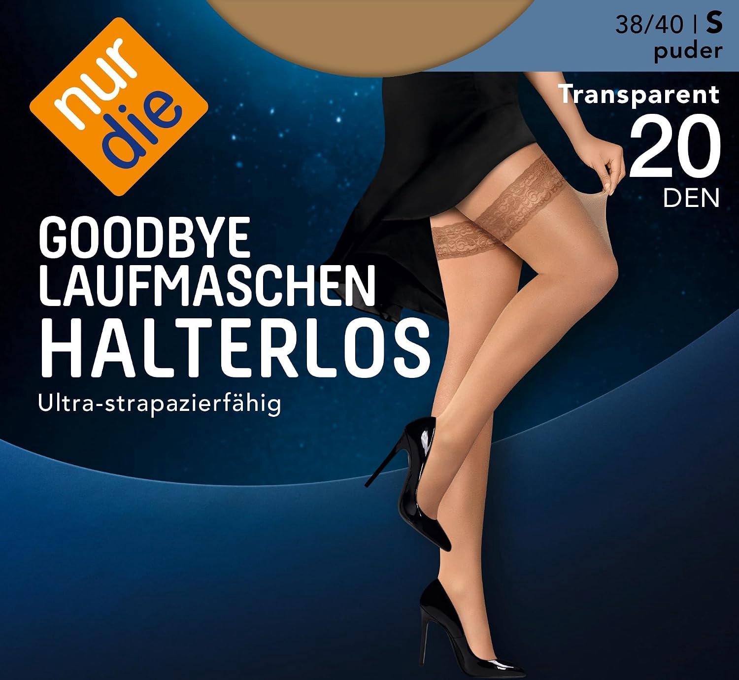Nur Die Goodbye Hold-Ups 20 Denier Transparant met Kantband