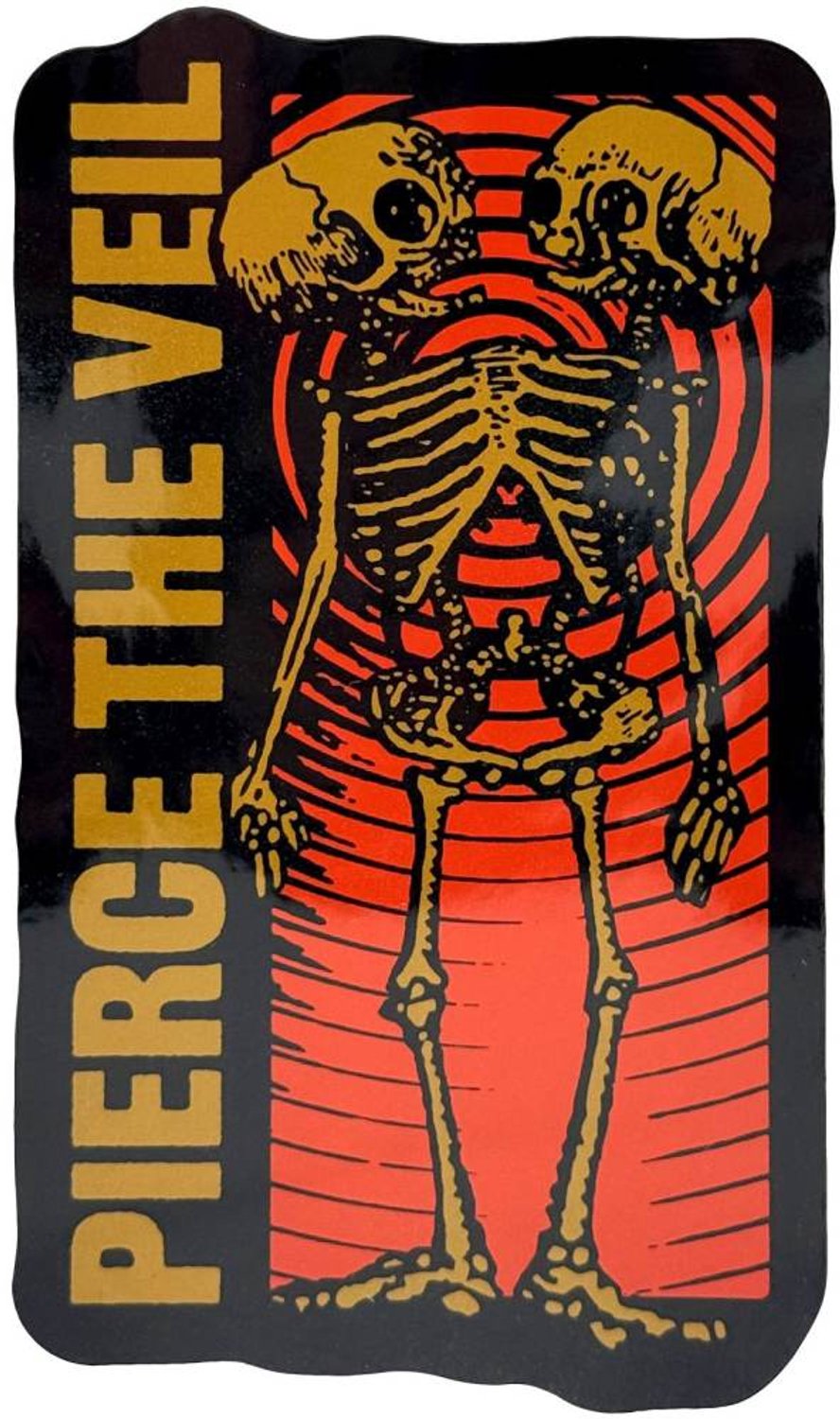 Pierce The Veil - Wavy Skeleton Sticker - Zwart/Multicolours