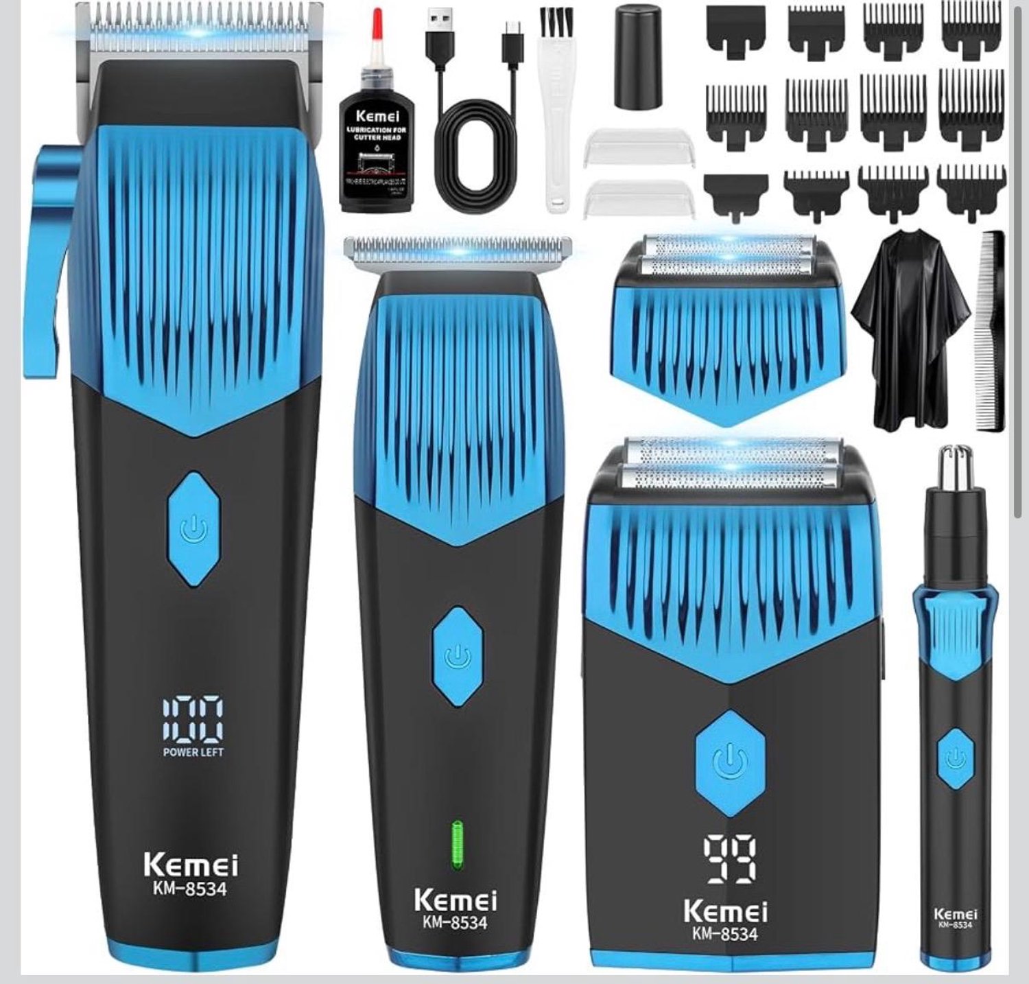 KEMEI 8534 Professionele tondeuseset voor mannen, elektrische tondeuse, folieseerapparaat, baard, neus, oortrimmer, grooming kit, draadloze kappers/tondeuseset