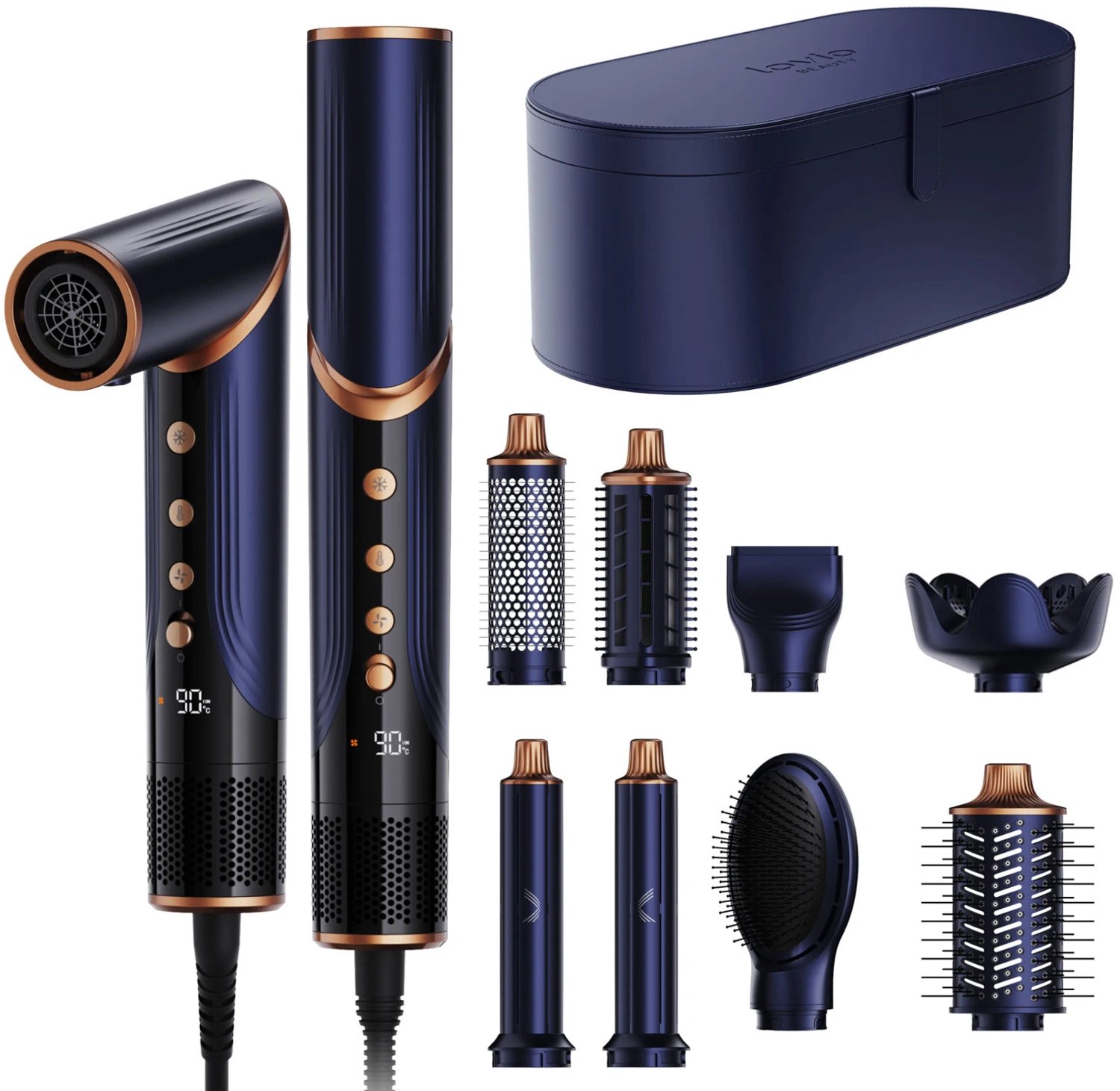 8-in-1 föhn met krultang en ionisatie LOVIO AirStyle LVHS001BL