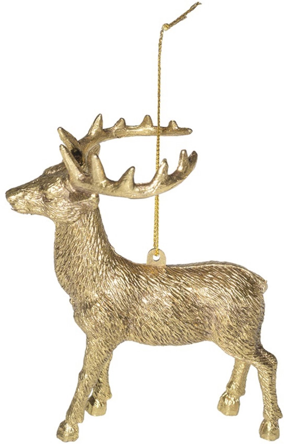 Hanger hert kunststof 13cm licht goud