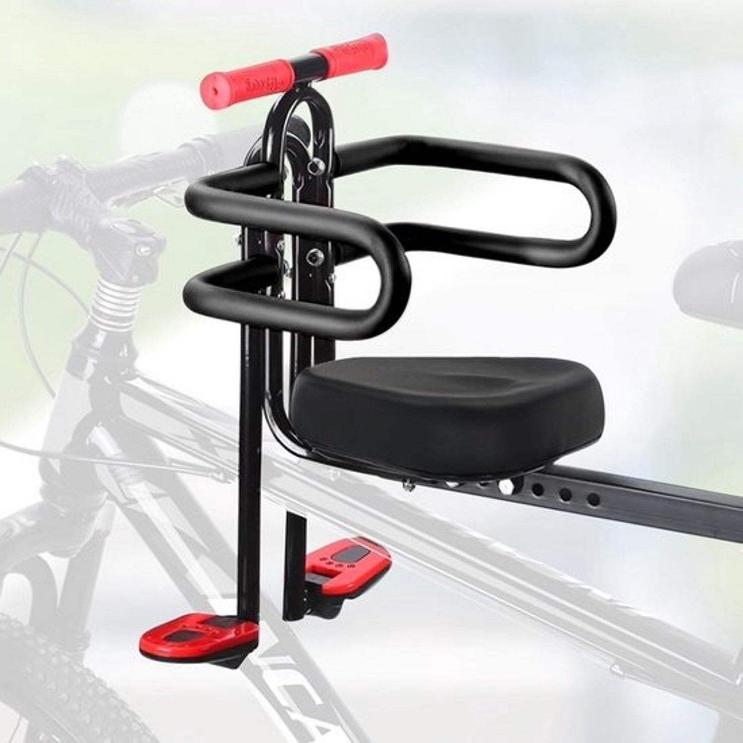 Fietskinderzitje vooraan - Kinderzitje voor de fiets - Veilig fietsen - Met armleuningen - One size - Zwart