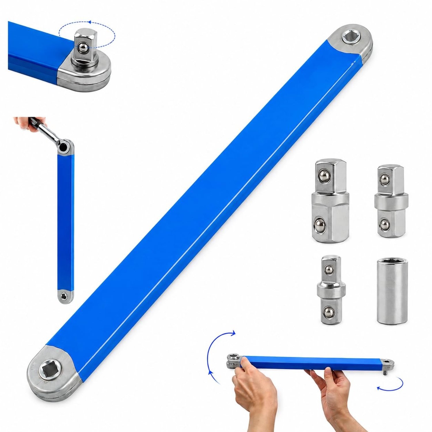 Ratelsleuteladapter met Verlengstang en 4 Adapterkoppen