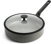 BK Granite Ceramic keramische hapjespan 28cm – 4.2l – inductie hapjespan – met deksel – ovenbestendig tot 160 graden – koudgreep – PFAS‑vrij – Grijs