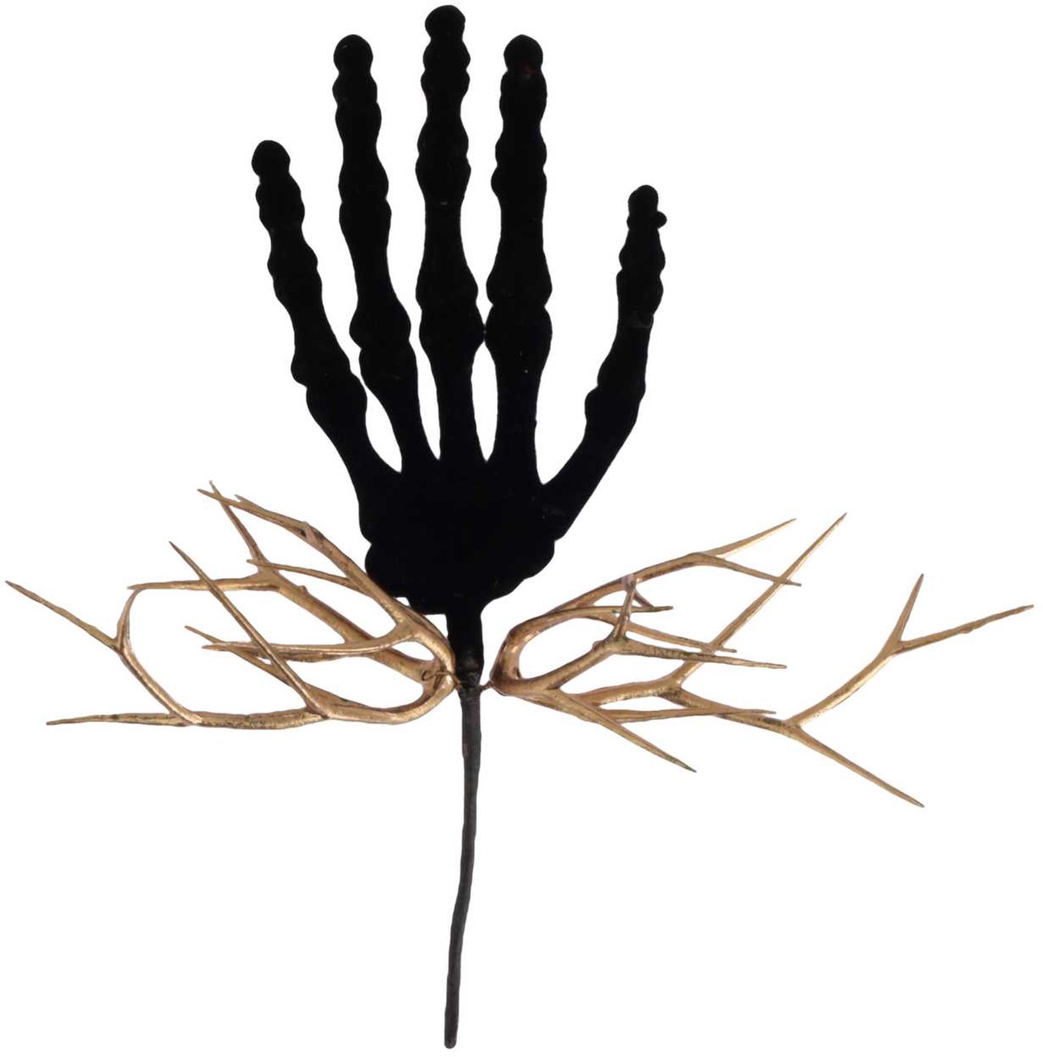 ARTYFETES - Skelet hand tak en takken in zwart en goud fluweel 22 cm