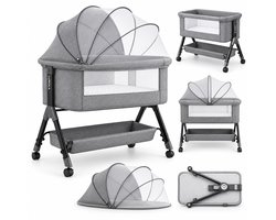 Lunola Co Sleeper 3-in-1 - Baby Bed met Schommelfunctie - Verstelbaar Meegroeibed - Baby Wieg met Matras - Grijs