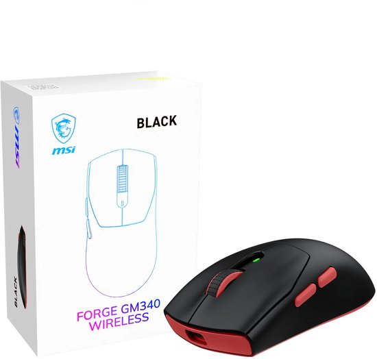 MSI FORGE GM340 WIRELESS BLACK – Gamingmuis – Draadloos RF - Bluetooth – Optisch – 12.000 DPI