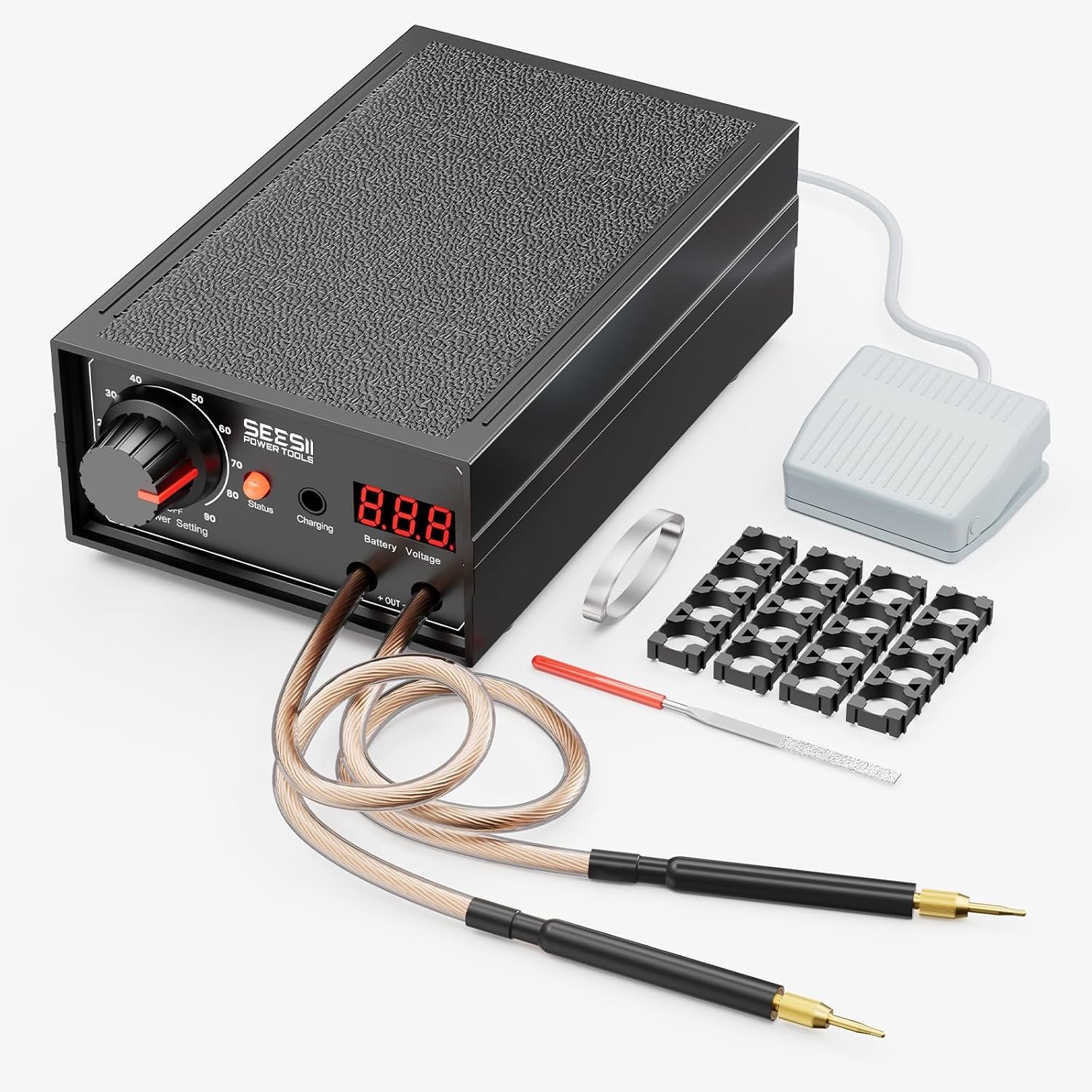 Dual Impuls Lasmachine voor Batterijen: Draadloze 9600mAh Lastechnologie met Real-time Spanning, Aanpasbare Modi en Voetbediening voor Accu Reparatie en Assemblage