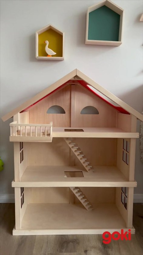 GOKI Poppenhuis - 3 Etagenhuis - 65X35X87,5Cm - Zonder Meubels - 3 Jaar
