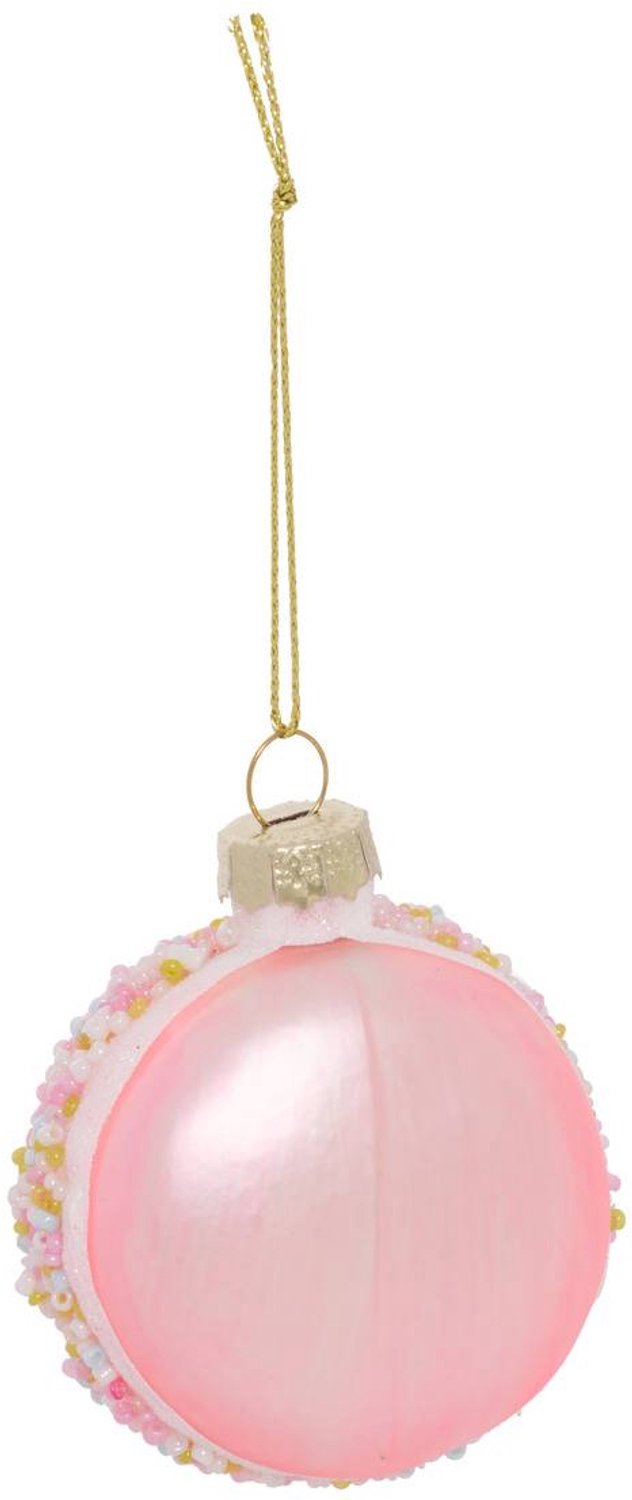 Feeric lights & Christmas Kerstboomhanger in de vorm van een macaron van glinsterend glas, 6 cm Rose