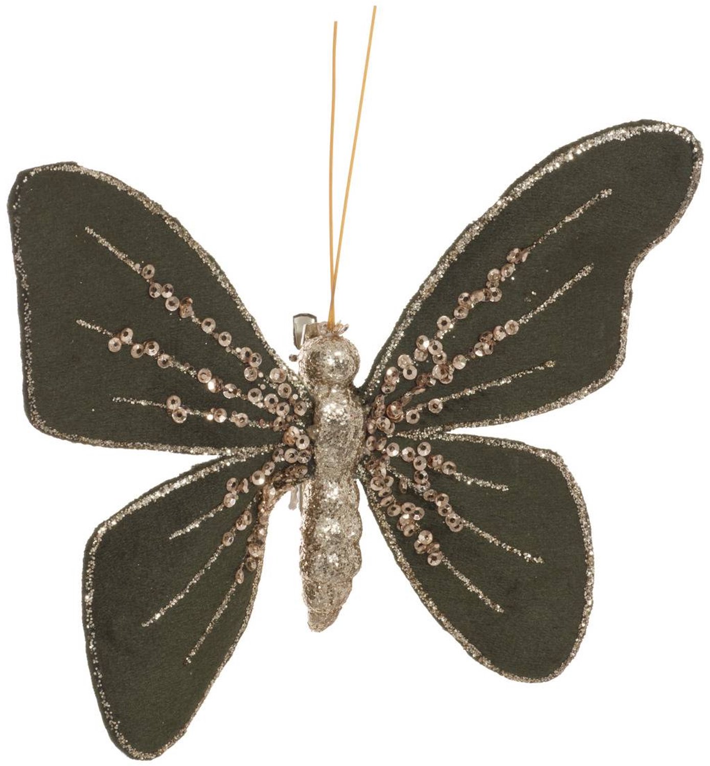 Feeric lights & Christmas Groene fluwelen vlinderhanger in de vorm van een dennenboom, 14 cm Vert