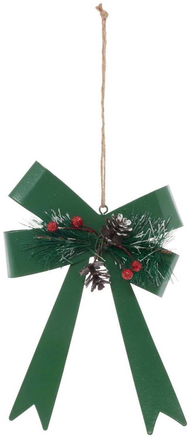 Atmosphera Créateur d'intérieur® Kerstboomversiering met knoop en tak van groen metaal, 17 cm Vert