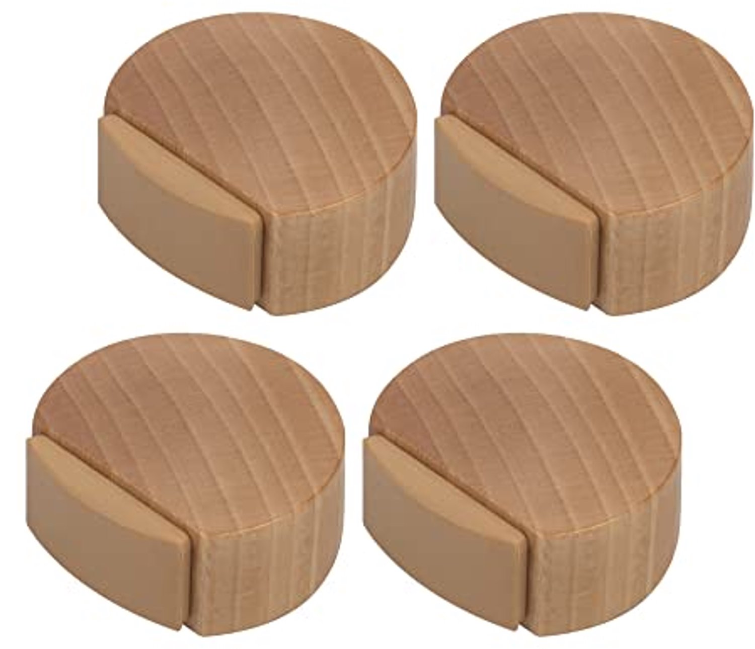 4 stuks Deurstoppers - Deurbuffer - Houten Deurbuffer van Beukenhout - Vloer Deurstopper - Woonkamer Slaapkamer Kantoor - 4,5 x 4,3 x 1,5 cm - Natuurhout - Houtkleur