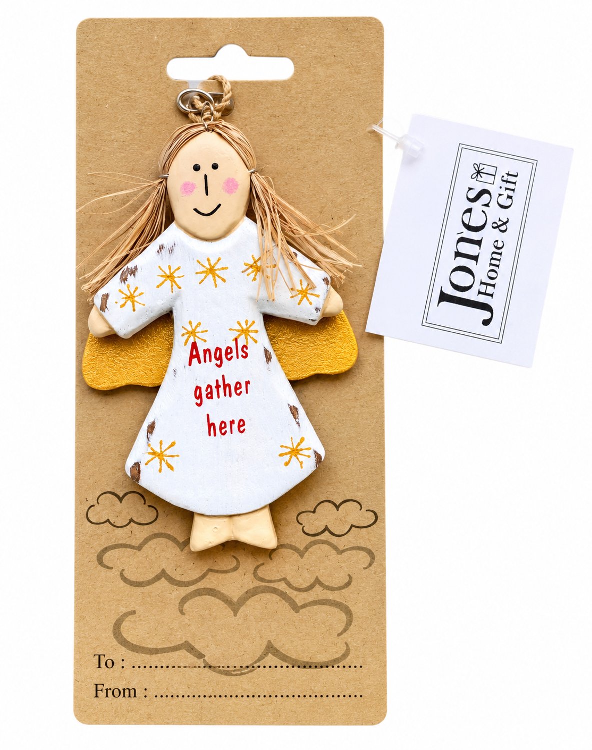 Jones Home&Gift Kerstdecoratie - Jones Home and Gift - Engel - Decoratiehanger - Gift - Kerst - Kerstengel wit