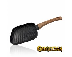 Gadgetzan® Eierpan 17 cm - Kleine Koekenpan en Grillpan met Anti-aanbaklaag - Houten Handvat - Geschikt voor Inductie, Gas en Elektrisch