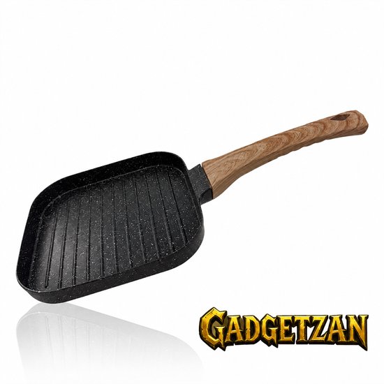Gadgetzan® Eierpan 17 cm - Kleine Koekenpan en Grillpan met Anti-aanbaklaag - Houten Handvat - Geschikt voor Inductie, Gas en Elektrisch