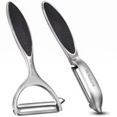 HI NATURE™ Robuuste Kwaliteit Dunschillers Set 2 - Dunschiller Aardappel - Aardappelschiller - Potato peeler | I-model - Y-model voor Fruit- en Groenteschiller RVS (Zwart)