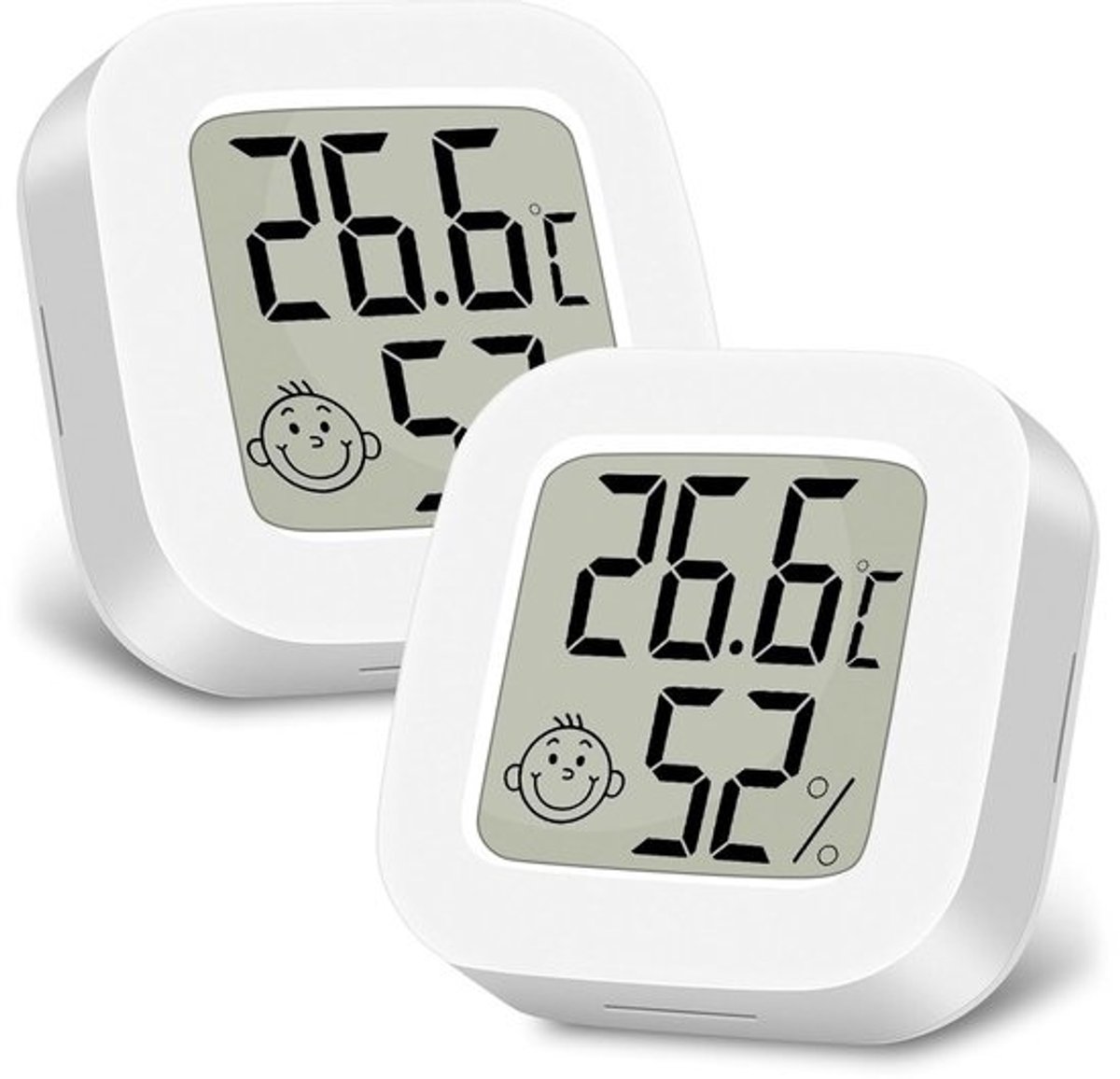 2 digitale hygrometers en thermometers - voor binnen - met lcd-display en vochtigheidsindicator
