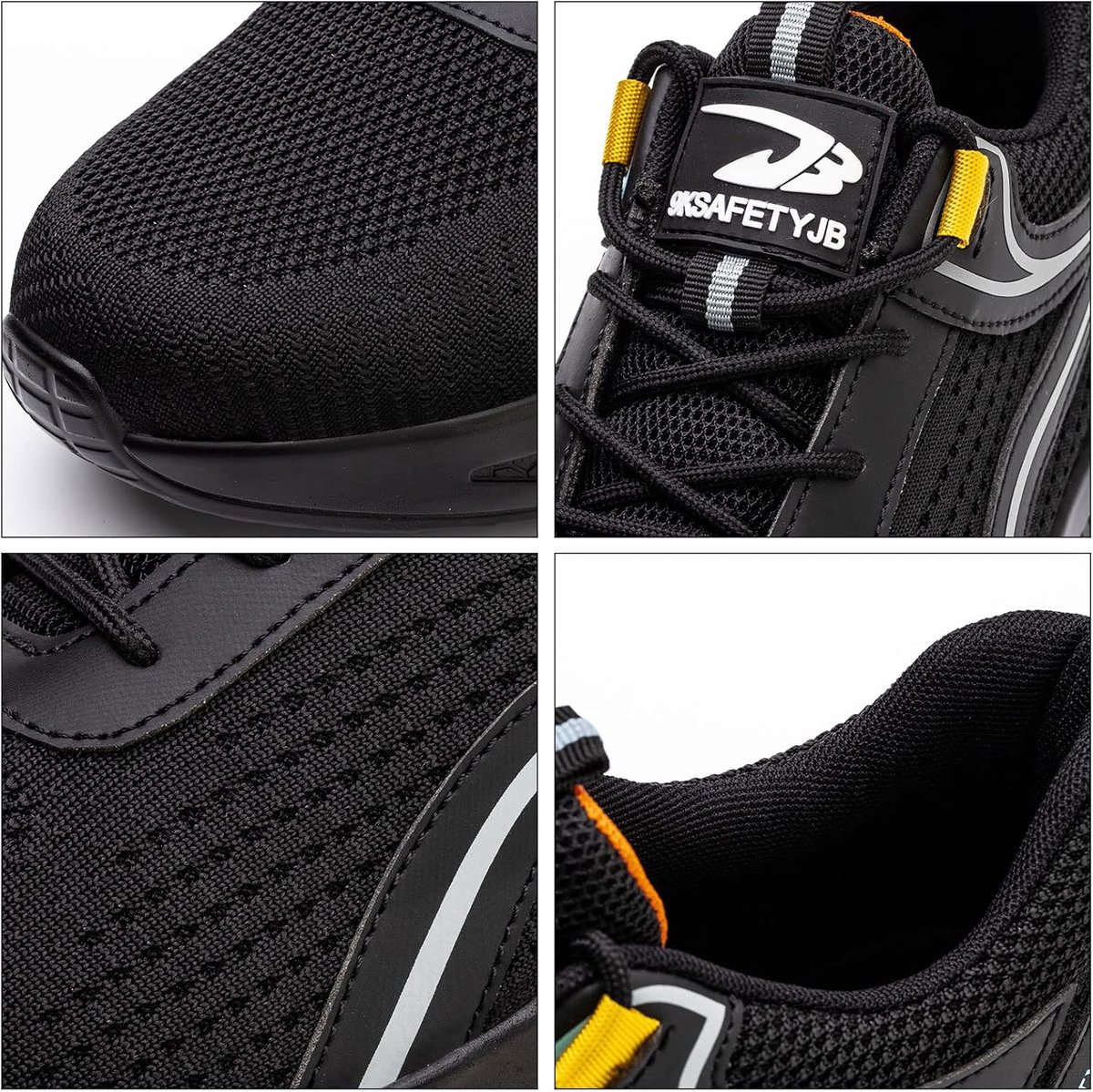 SnelShoppen - Heren Antislip Veiligheidsschoenen 41 Lichtgewicht Sneakers Stalen Neus Trainers Zilverkleurig Sportieve Veiligheidsschoenen voor Mannen