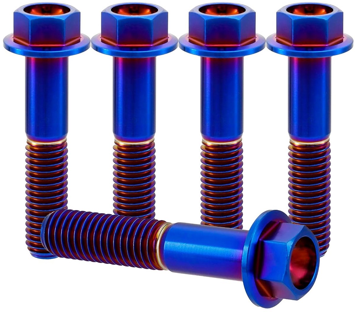 RISON Titanium Bolts M8 x 1.25 x 32mm Titanium Screws TC4 Flange Hex Screw Burnt Blue Titanium Flange Screw for - ShopVlot