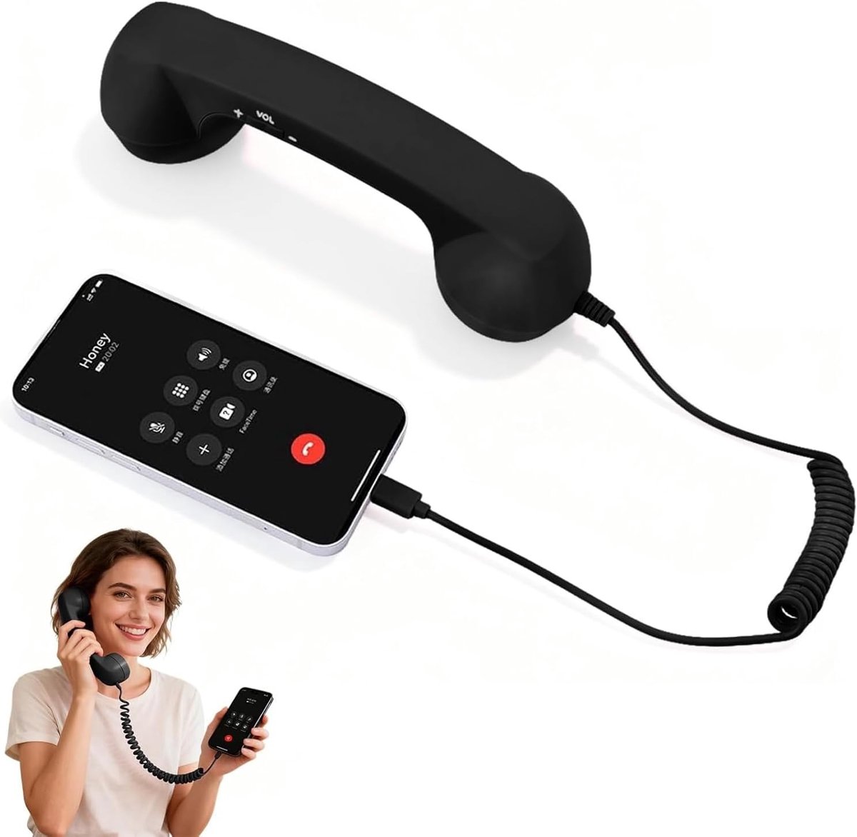USB C Retro Telephone Handset with Microphone Volume Control, Wired Vintage Phone Receiver, Old Fashioned - ShopVlot
