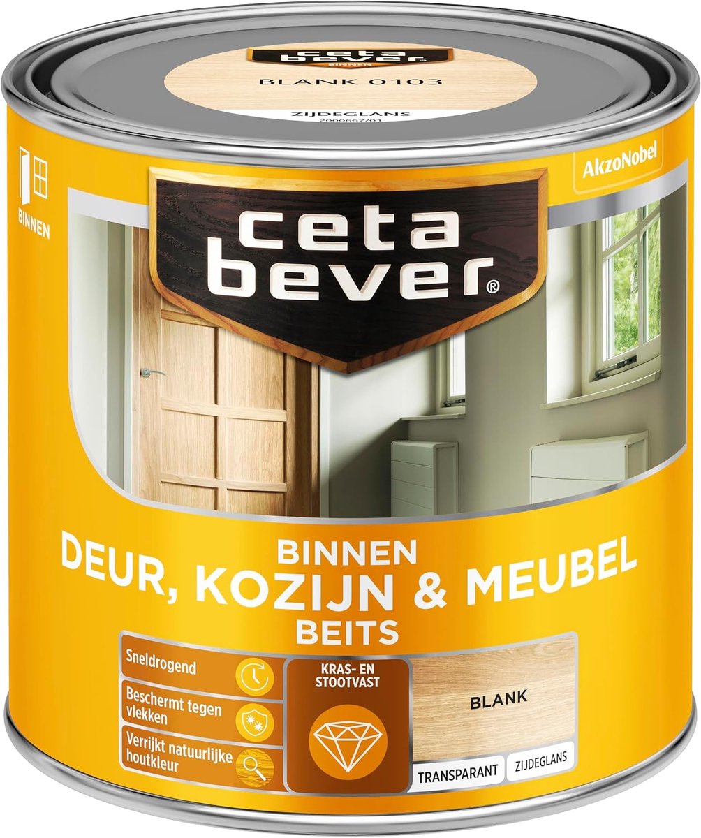 Lakverf binnen - Zijdeglans Blank - Kras- en impactbestendig - Sneldrogend - ShopVlot