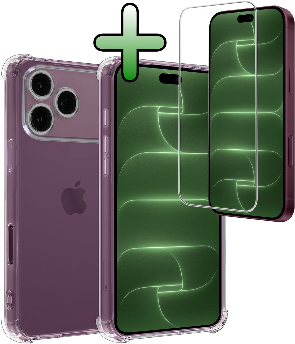 Hoesje Met Screenprotector - Geschikt voor Apple iPhone 18 Pro Max - Sterk & Shockproof - Siliconen Case - Back Cover - Telefoon Hoes - Shock Proof - Transparant