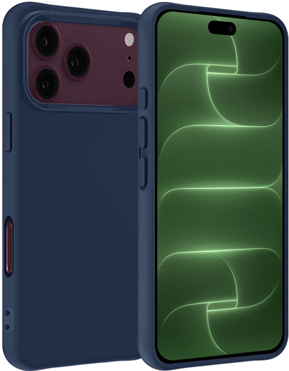 Hoesje Geschikt voor Apple iPhone 18 Pro Max - Sterk & Shockproof - Hoes Cover - Siliconen Case - Donkerblauw