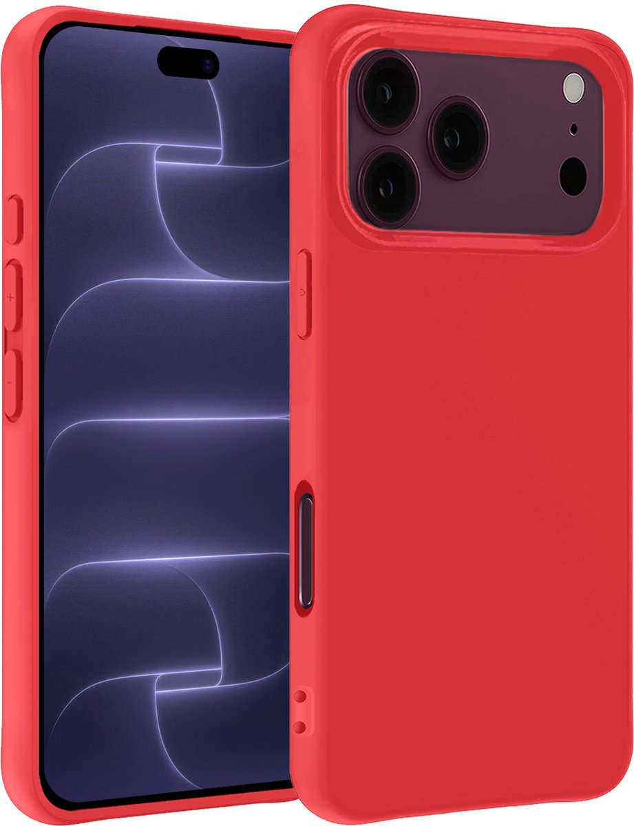 Hoesje - Geschikt voor Apple iPhone 18 Pro - Sterk & Shockproof - Siliconen Case - Hoes Cover - Telefoonhoes - Rood