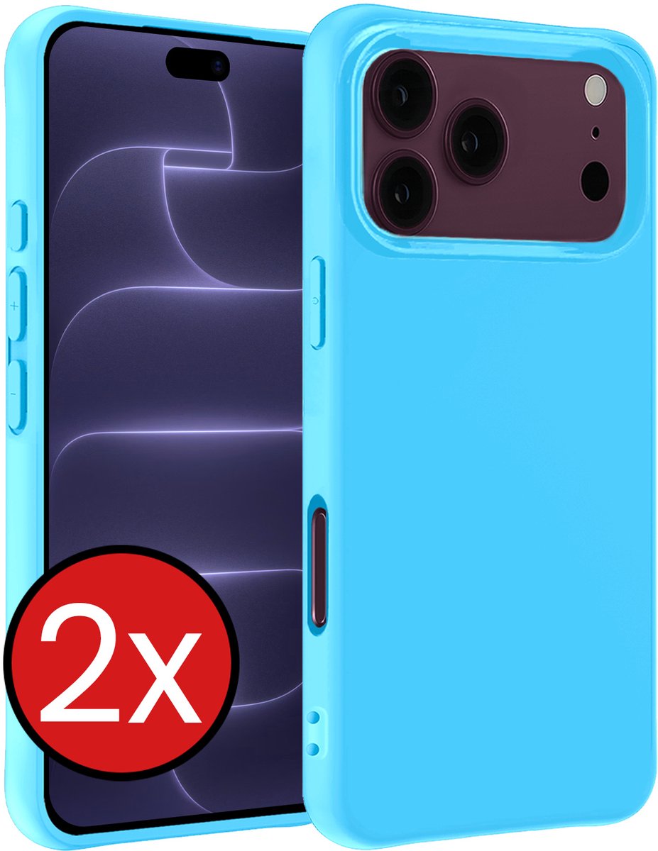 Hoesje - 2 Stuks - Geschikt voor Apple iPhone 18 Pro Max - Sterk & Shockproof - Telefoonhoes - Back Cover - Case Siliconen - Telefoon Hoes - Lichtblauw
