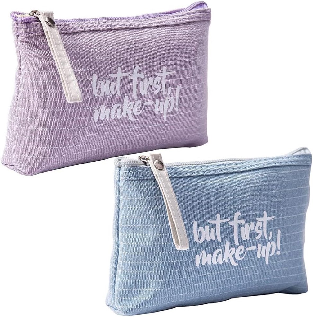 Set van 2 Reistasjes, Kleine Make-up Tas, Mini Cosmetica Tas en Muntentas, Ideaal voor Reizen, Vakantie en Dagelijks Gebruik in Blauw en Paars