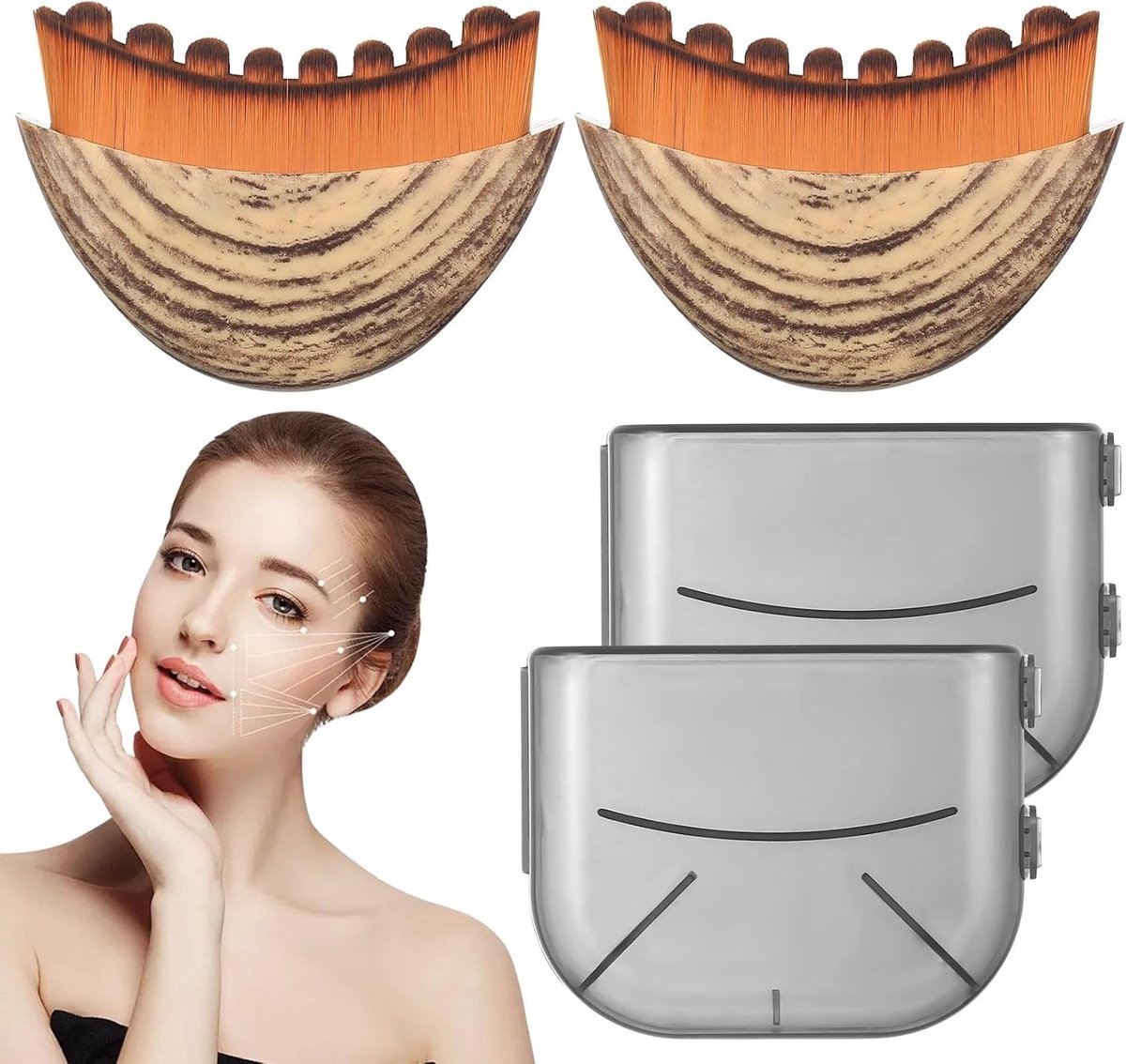 Gezichtsmassageborstel voor Lymfedrainage, Lymfatische Gezichtsborstel voor Contouren en Verstevigen van de Huid, Perfect voor Gezichtsmassage en Ontspanning