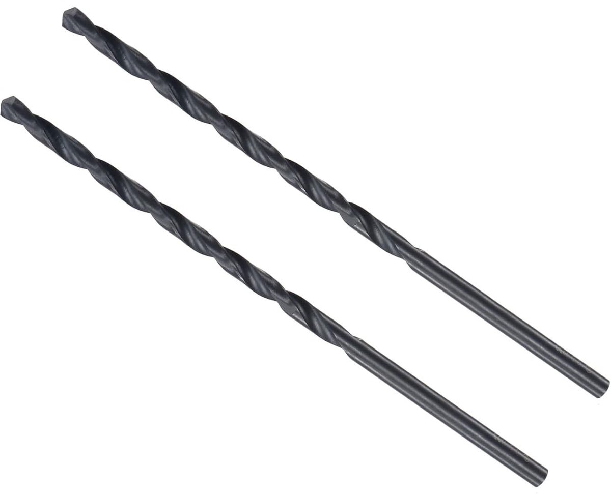 Twist Drill 4mm Drilling Diameter Black Oxide High Quality Steel Extra Long Straight Shank - ShopVlot