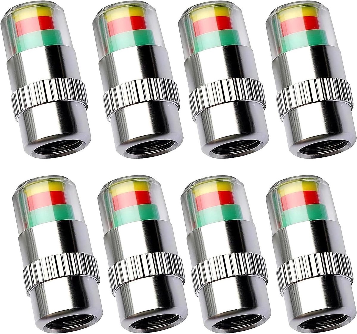 Tire Pressure Sensor Ventieldoppen met Kleurindicator - 8 Stuks - Bandenspanningmeter voor Auto, Motor en Fiets - Diefstalbestendige Ventieldoppen