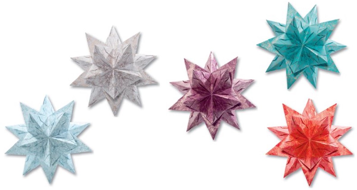 Folia vouwblaadjes Bascetta-ster, ijsblauw winterornament, 200×200 mm, 32 vel