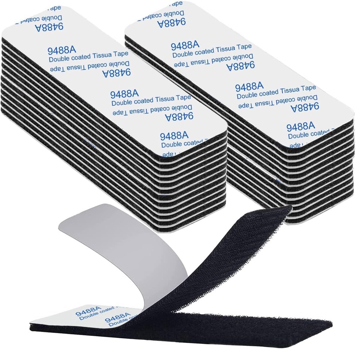 Extra sterke zelfklevende tape met 20 paar dubbelzijdige pads voor veelzijdige bevestiging, zwart, rechthoekig, 3 cm x 10 cm, ideaal voor thuisdecoratie en klussen