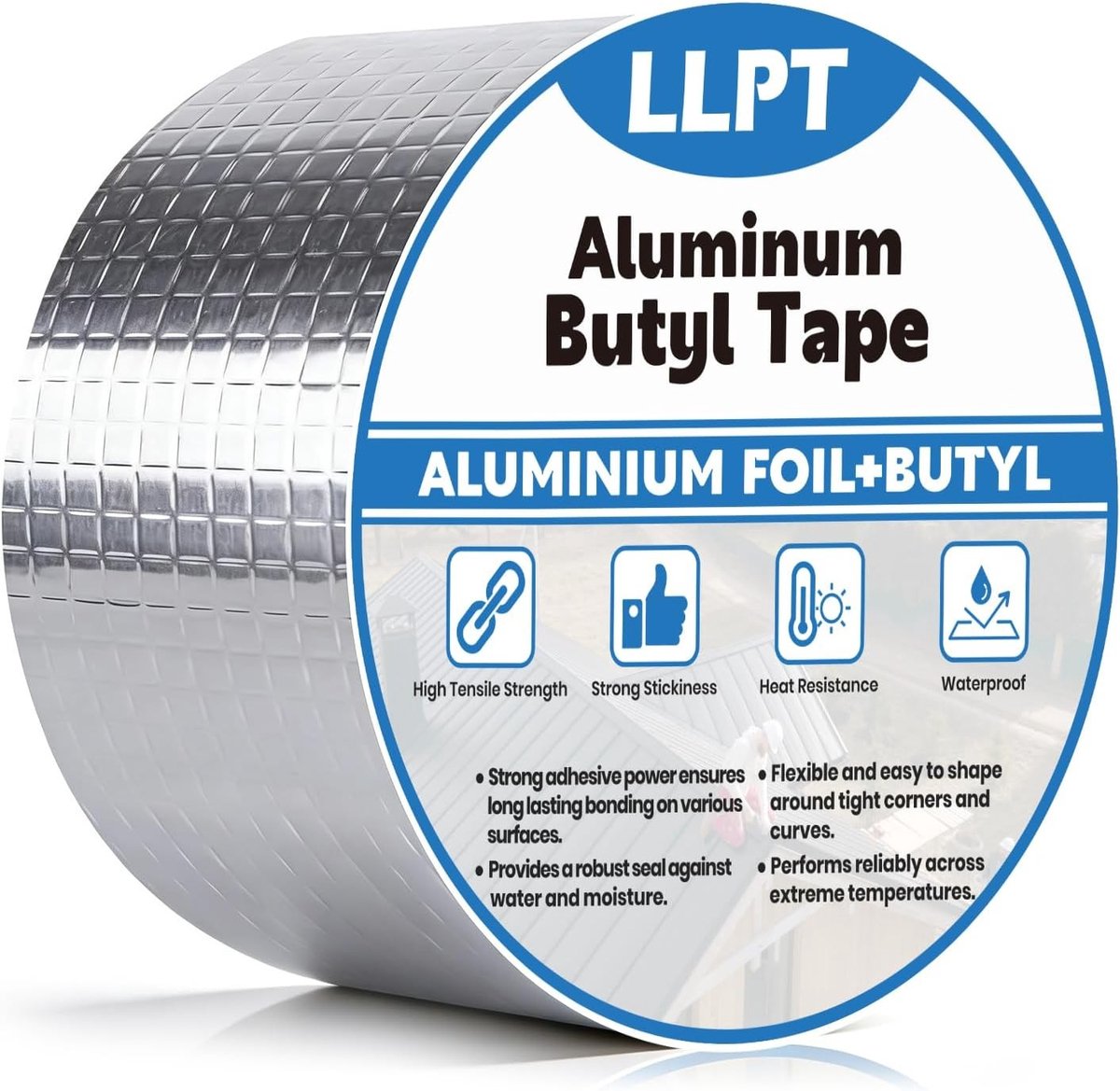 Aluminium Butyl Tape 7.5cm x 5m | Waterdichte Lijm voor Lekdichtingen | Ideaal voor Dakreparatie en Ramen