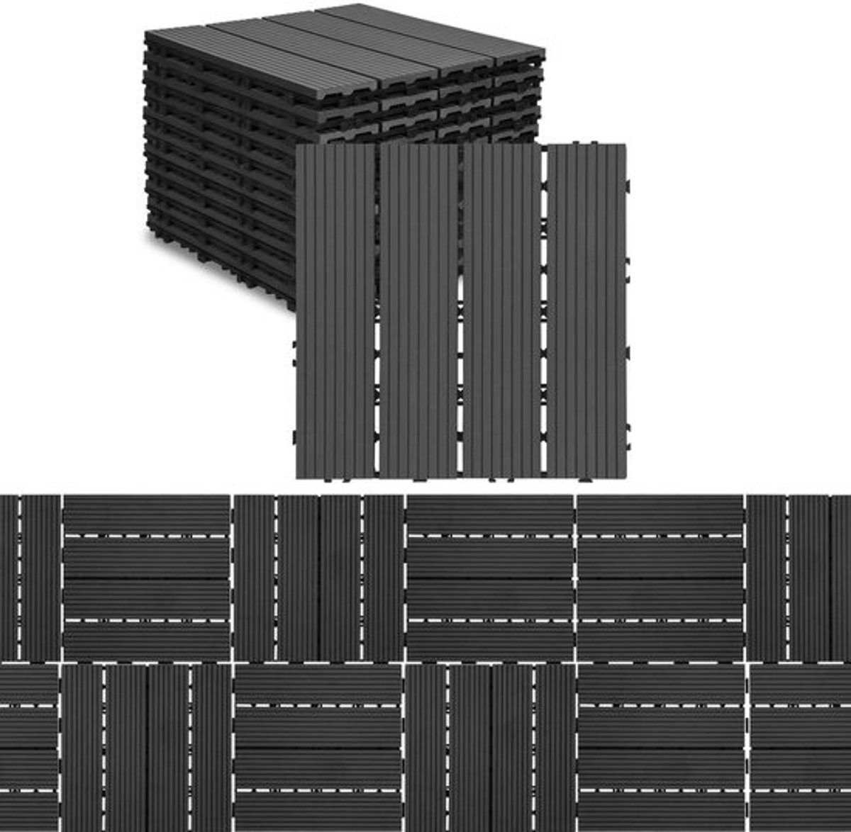 WPC-terrastegels - antraciet - 30x30 cm, inclusief 11 stuks (1m²)