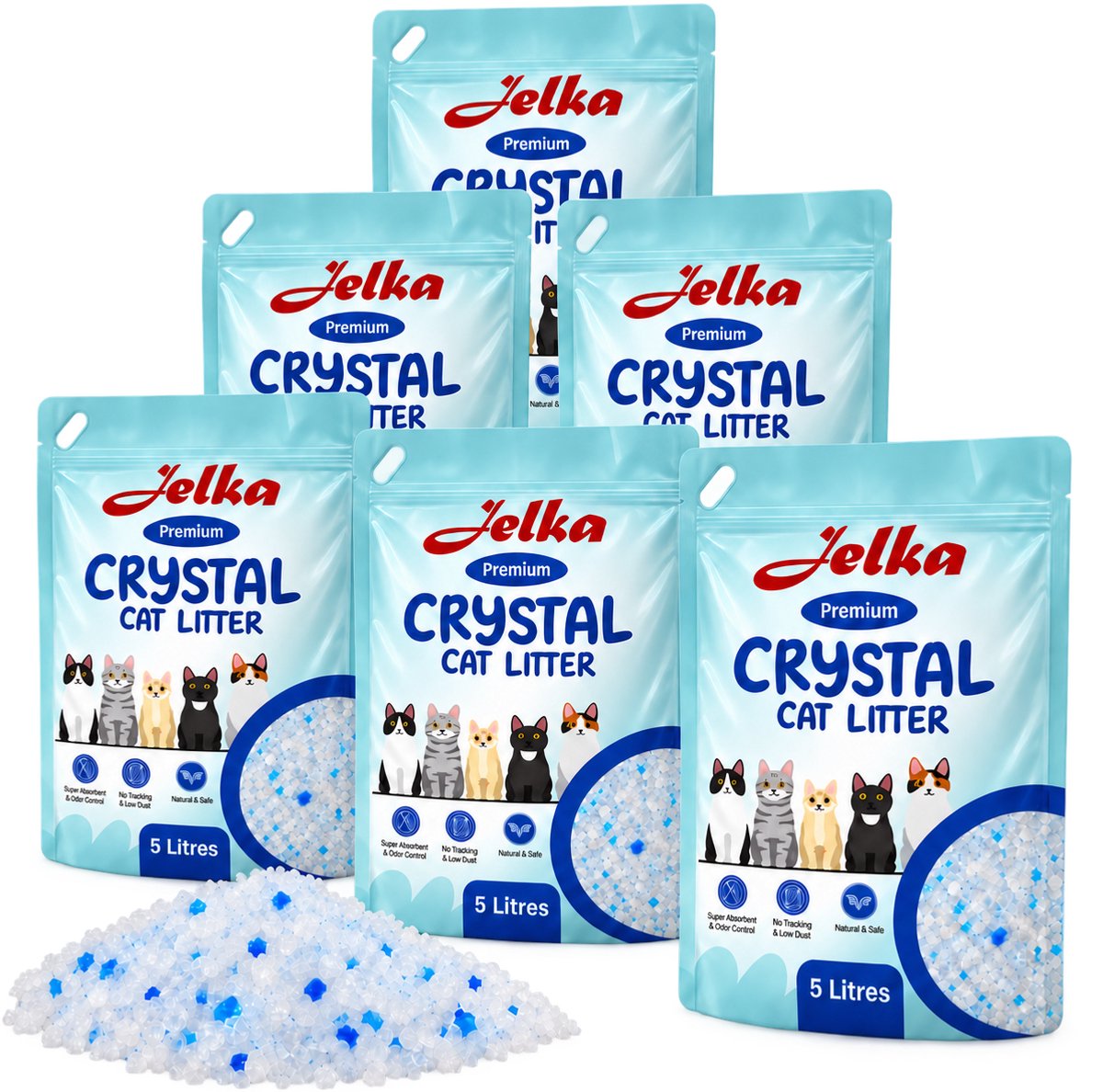 Jelka kattenbakvulling silica - 6 x 5 liter