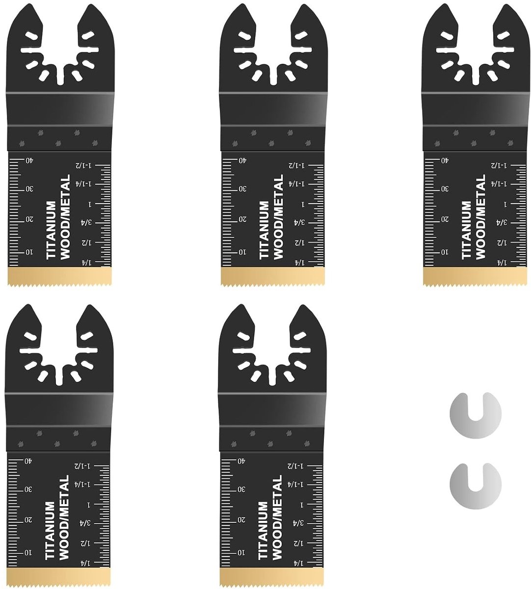 Set van 5 Oscillerende Zaagbladen voor Multitools - Titanium Snijbladen voor Hout, Metaal en Hardere Materialen