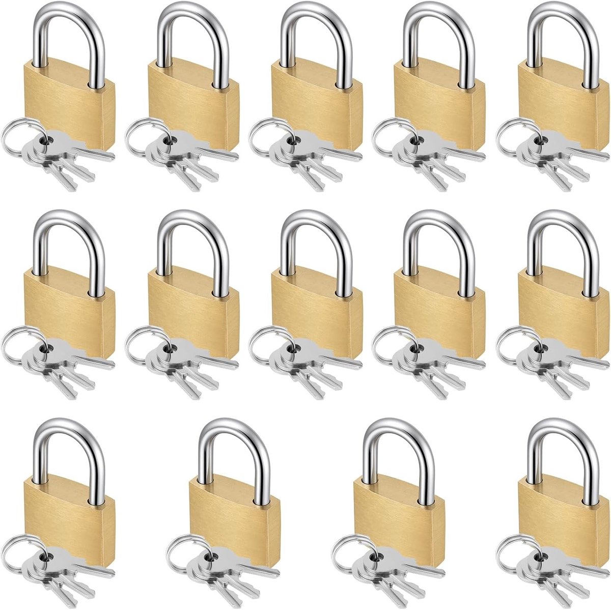 Set van 14 Mini Hangsloten met Sleutel, Ideaal voor Koffers, Reistassen en Lockers, Compacte Beveiliging voor Jouw Spullen