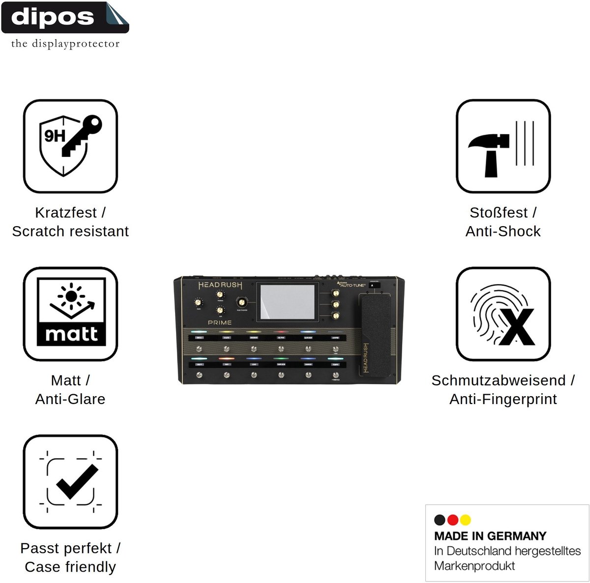 dipos – 2x Matte Pantserfolie geschikt voor Headrush Prime | 9H Screenprotector