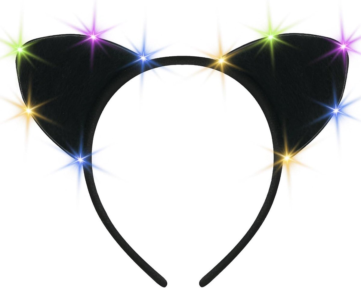Lichtgevende kattenoren haarband voor Halloween kostuum, schattige accessoires voor feestjes en evenementen