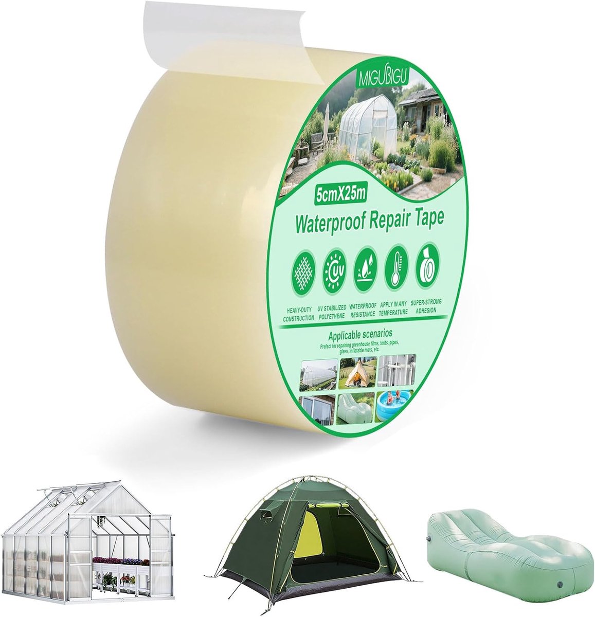 Repair tape 25 m x 20 cm - transparant en waterproof - voor tenten en luchtbedden - veilig en milieuvriendelijk - ShopVlot